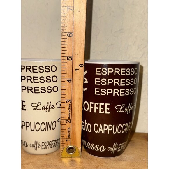 Set Of 2 Espresso & Coffee Themed Ceramic Mugs - Picture 6 of 7